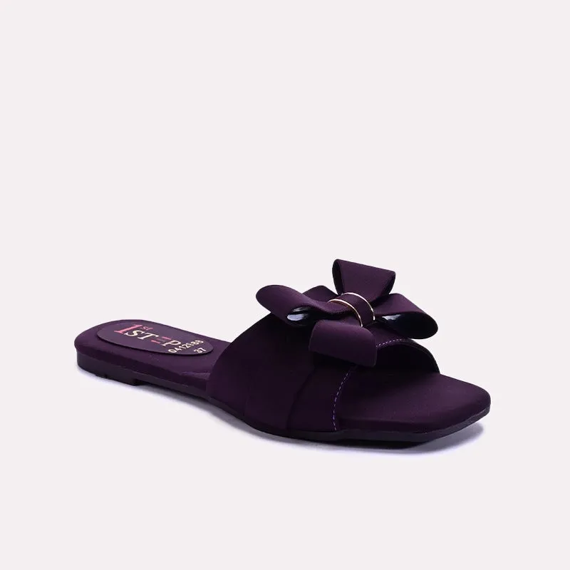 Womens Purple Flat Casual Slippers 0412988 Moisture Wicking Fabric