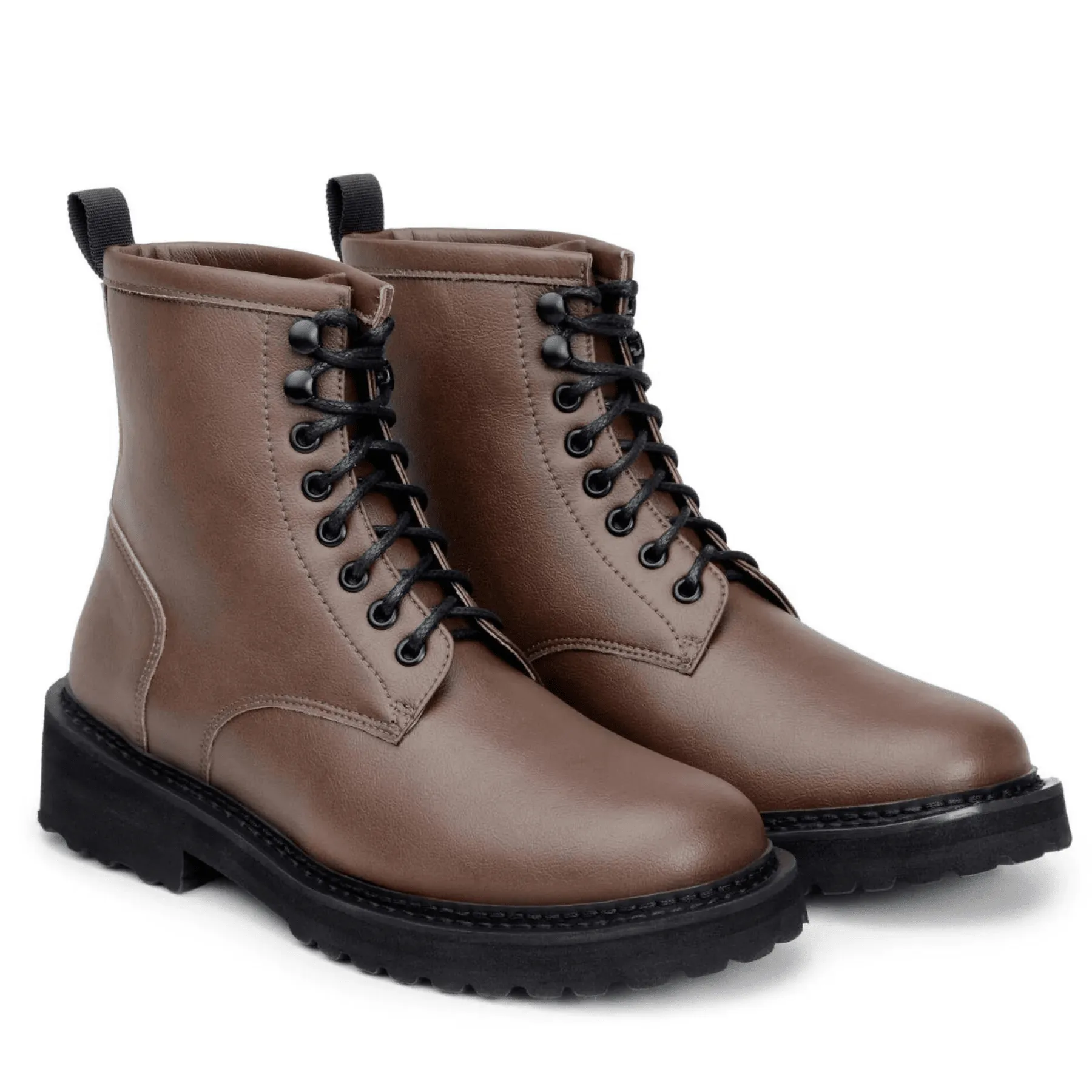 Milan Shine 'Everyday Work Boot' unisex vegan lace-up boot with chunky sole by Ahimsa - cognac