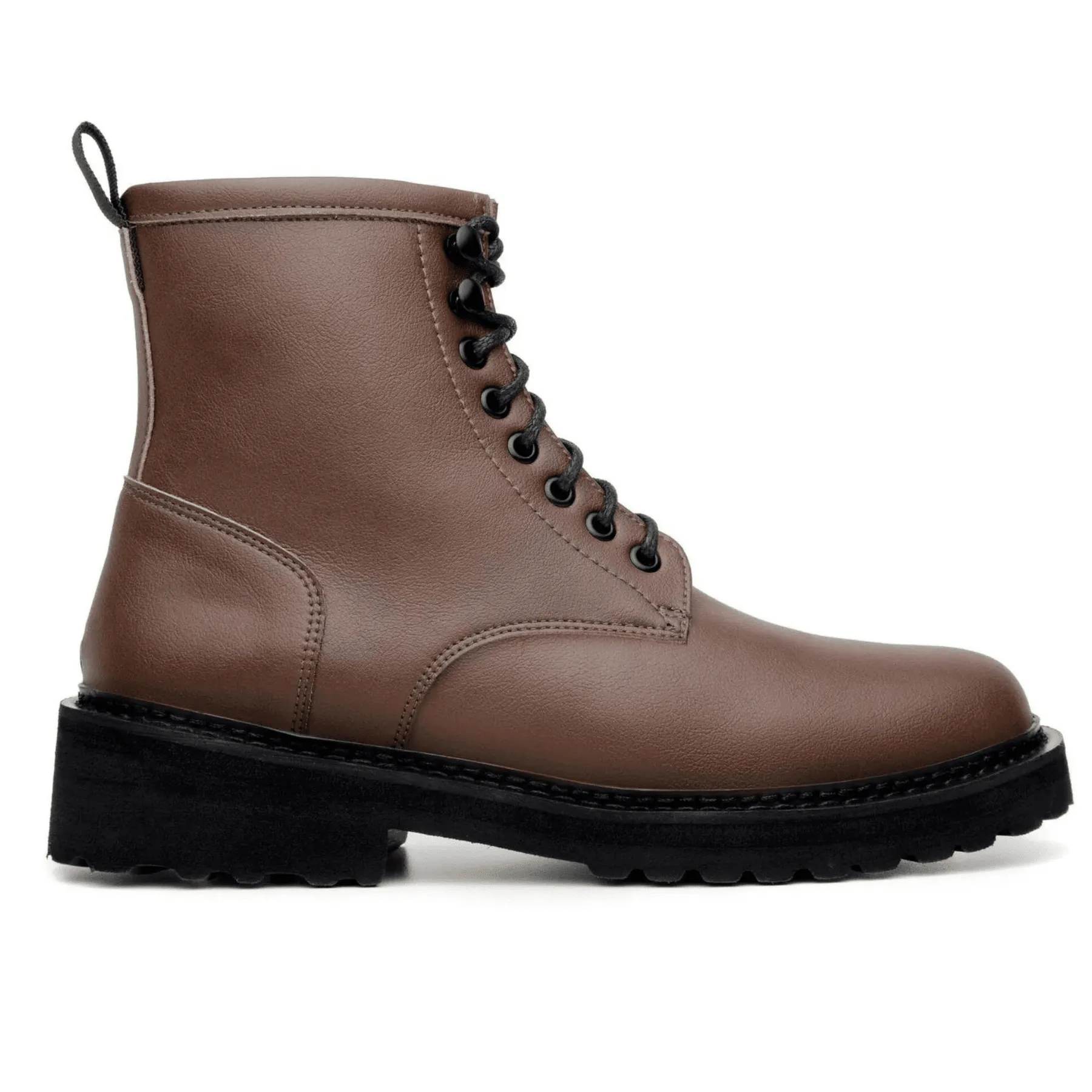 Light Weight 'Everyday Work Boot' unisex vegan lace-up boot with chunky sole by Ahimsa - cognac