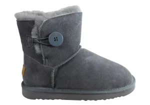 Grosby Button Ugg Womens Warm Comfort Boots With Sheepskin Lining Quilt Soft Shock Absorbing Cold Weather Commuter