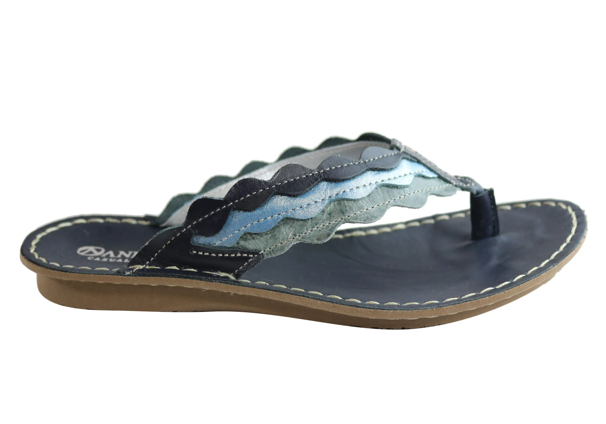 Andacco Tropican Womens Comfortable Leather Thongs Made In Brazil Arch Ease