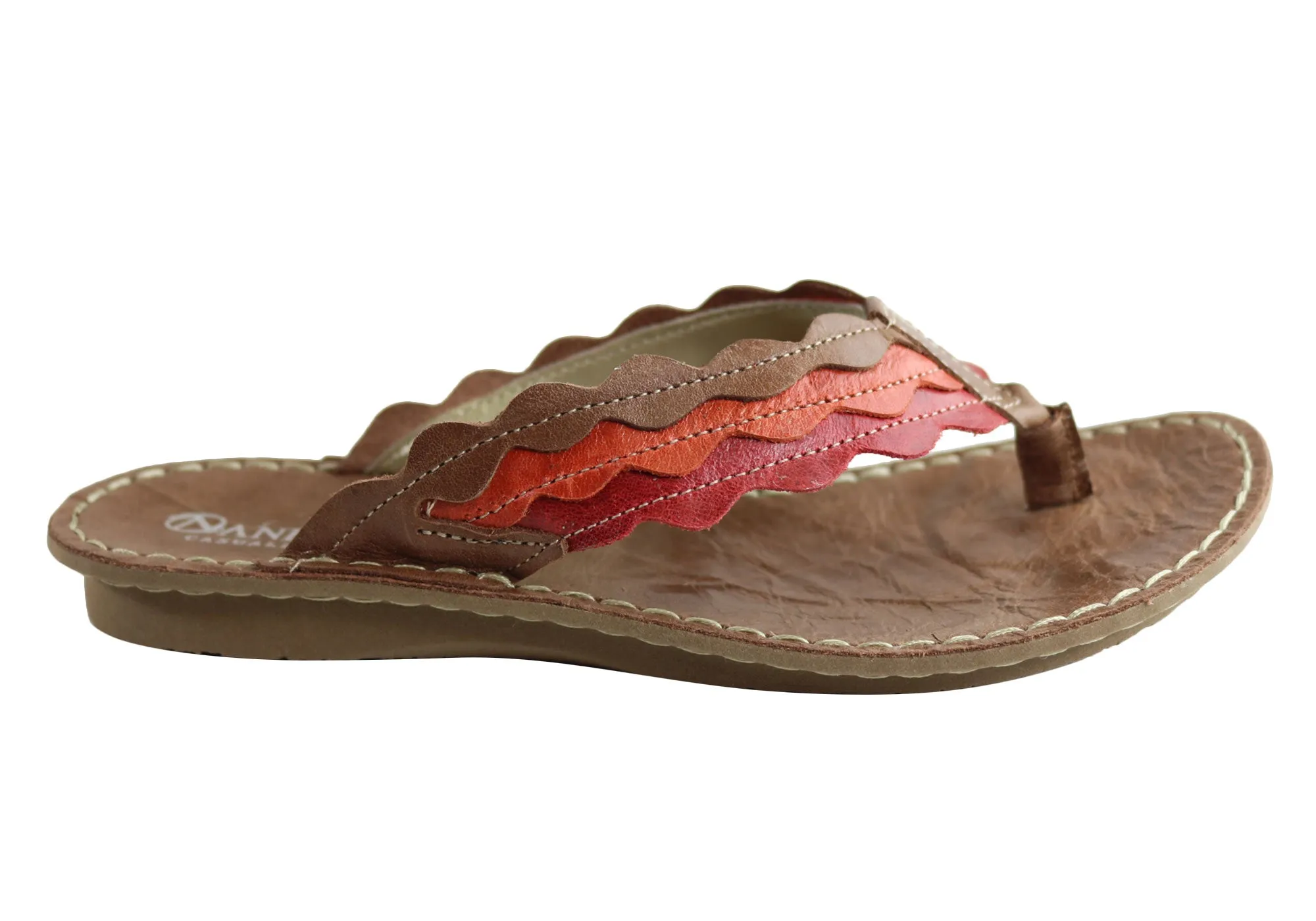 Comfy lining Andacco Tropican Womens Comfortable Leather Thongs Made In Brazil