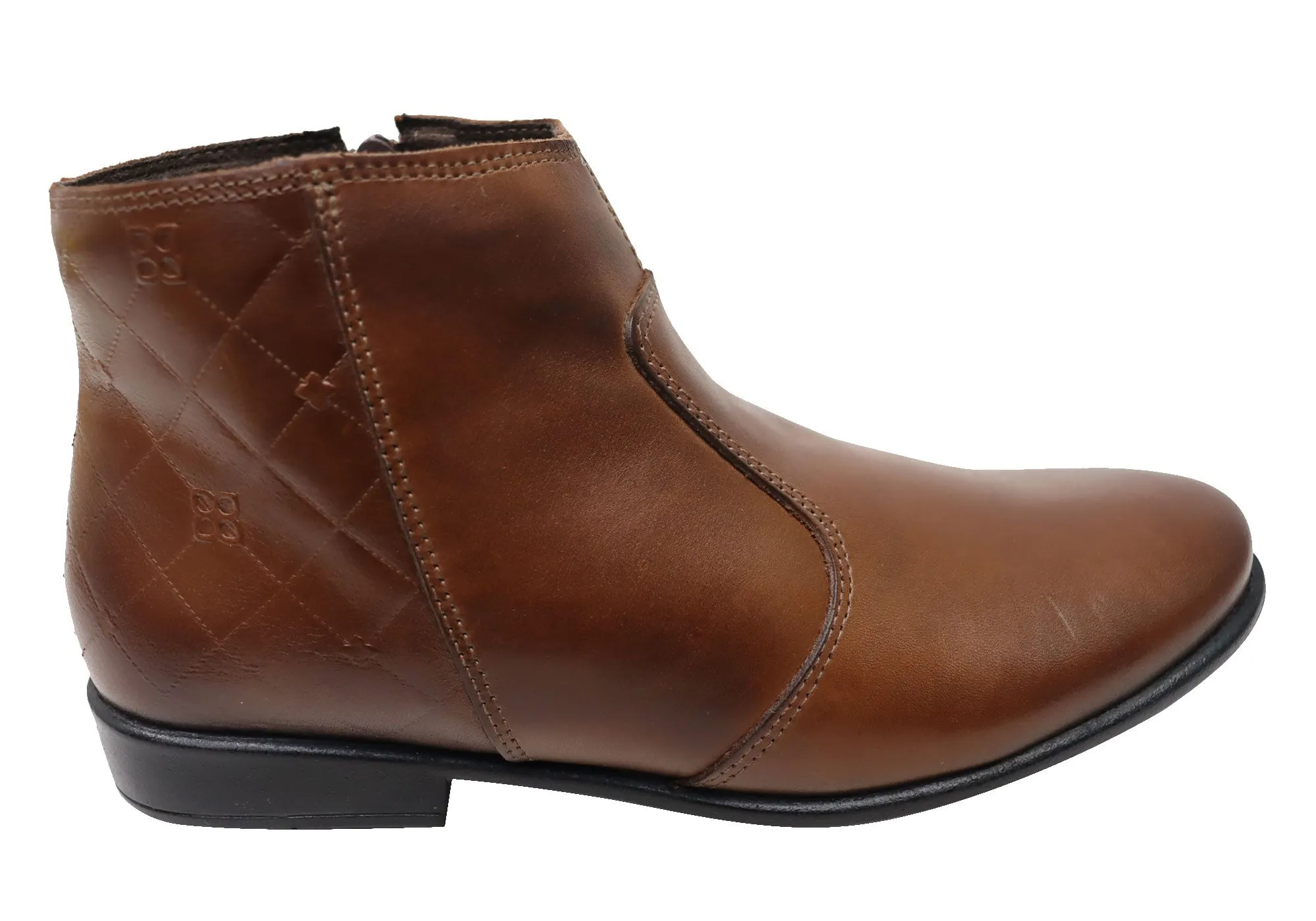 Perlatto Morgan Womens Comfortable Leather Ankle Boots Made In Brazil Slip   On Style