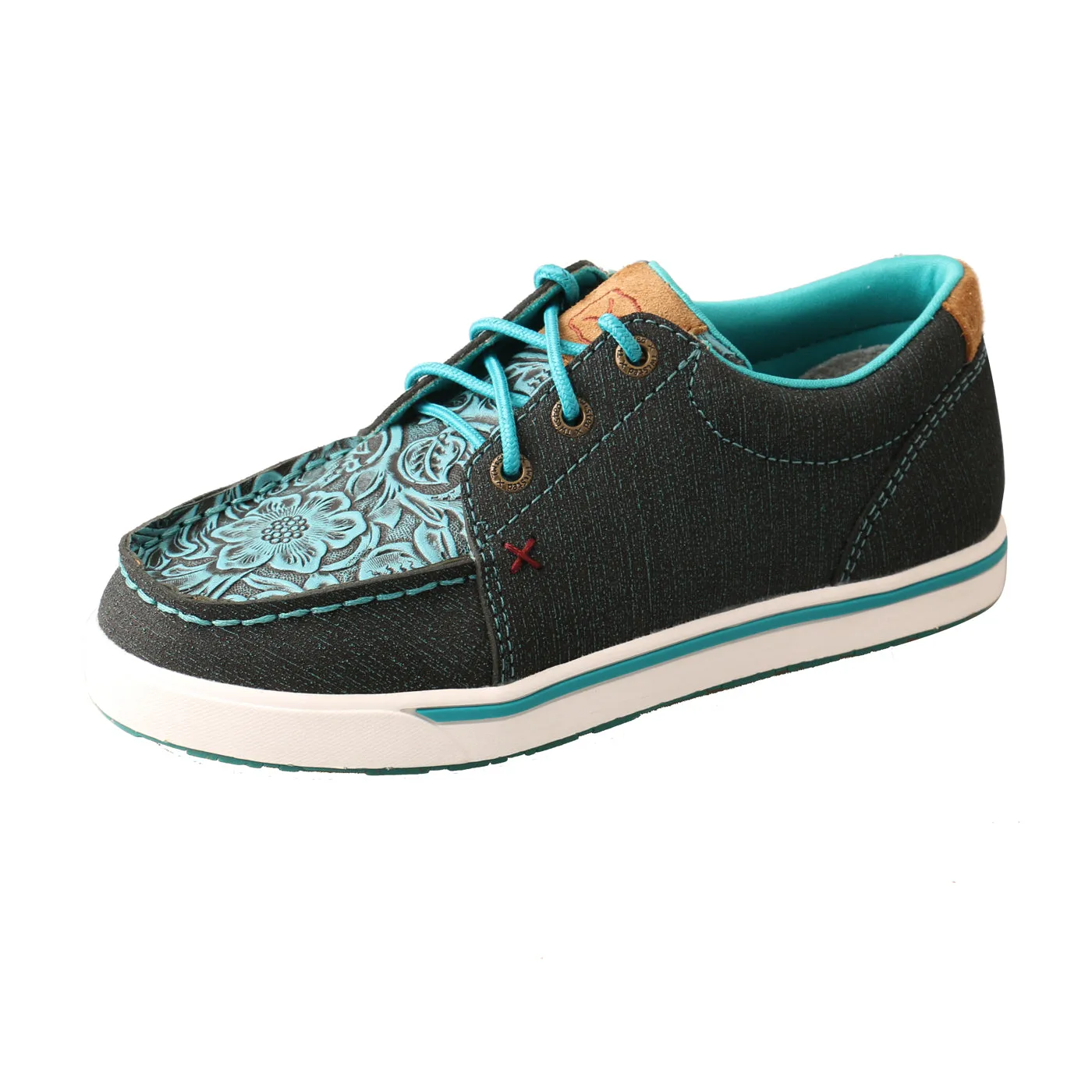 Lake Hike Natural Fit Twisted X Turquoise Tooled Children's Kicks