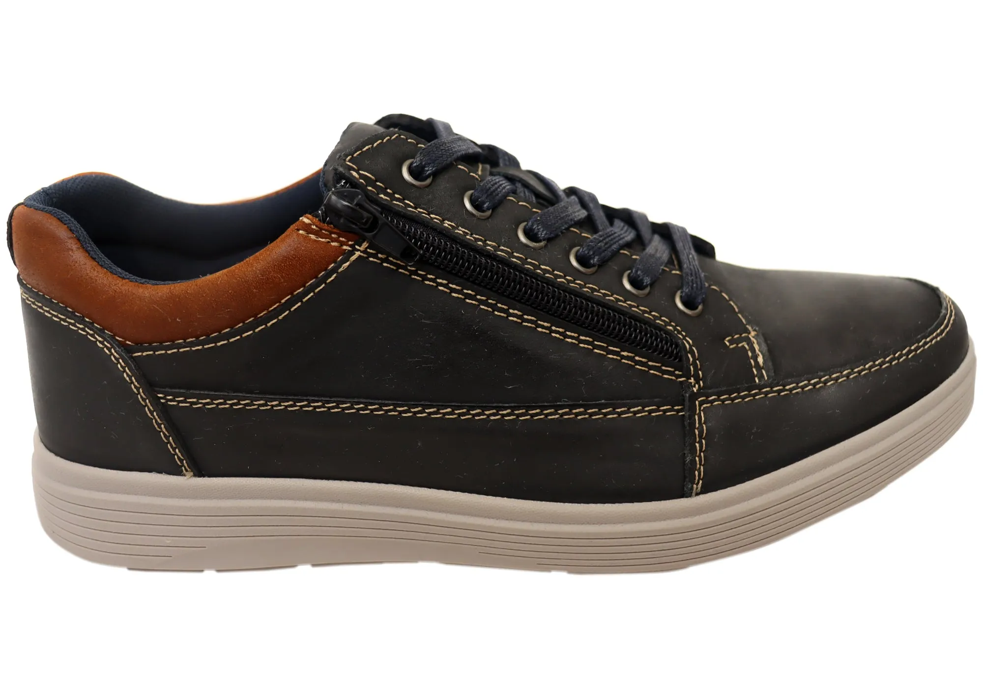 Explorer Rico Mens Comfortable Leather Lace Up Casual Shoes Walk Time