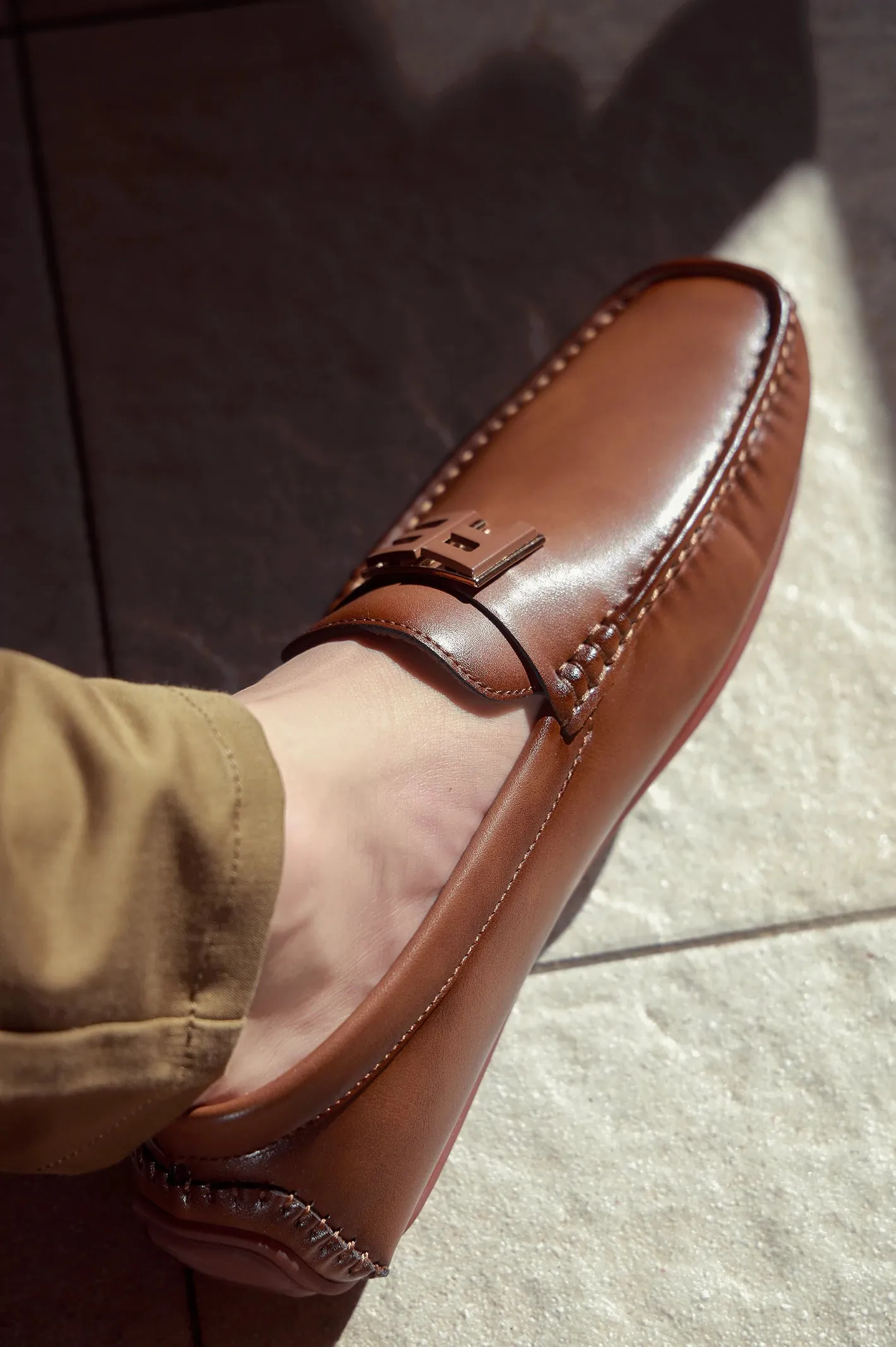 Ventilated Mesh Brown Casual Moccassins Shoes