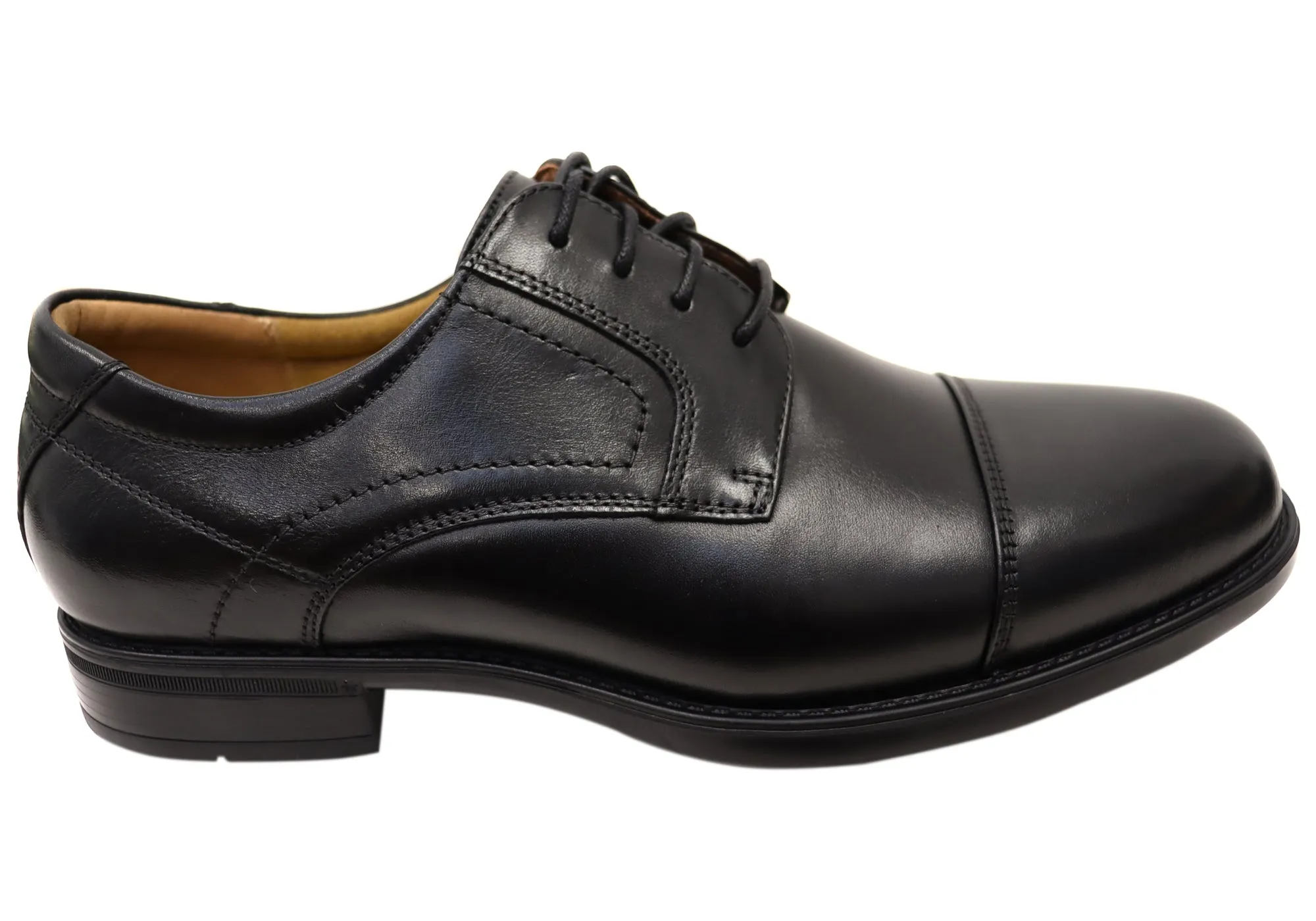 Mono Tone Team Fit Florsheim Mens Fairfield Cap Toe Derby EEE Wide Leather Dress Shoes