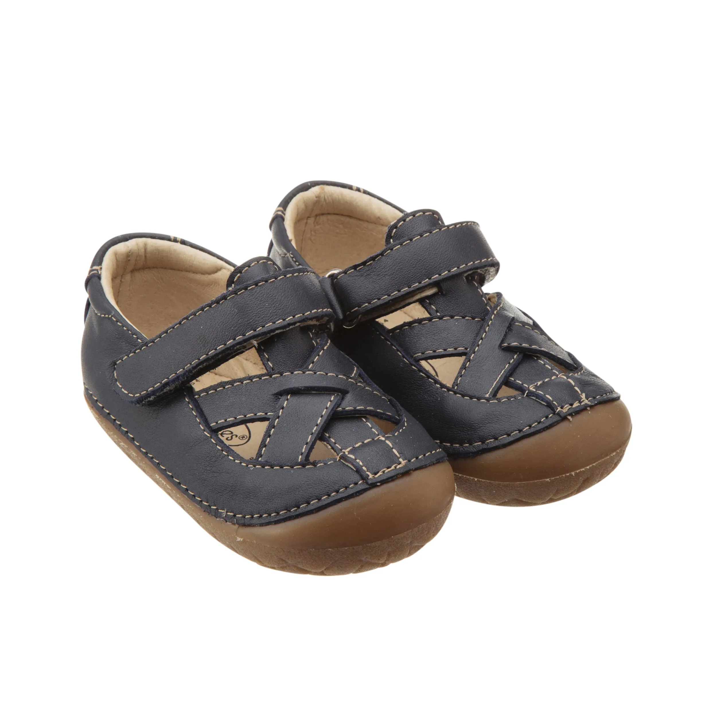 Summer Flat Shoes Stylish Shoes Old Soles Boy's and Girl's Thread Pave Leather Shoes, Navy