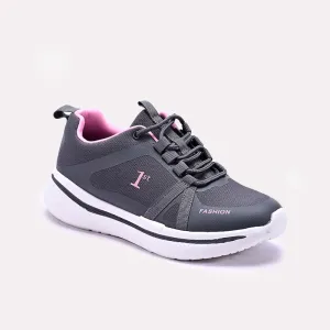Womens Gray Sneakers 0440805 Trendy Look Ankle Collar Padding
