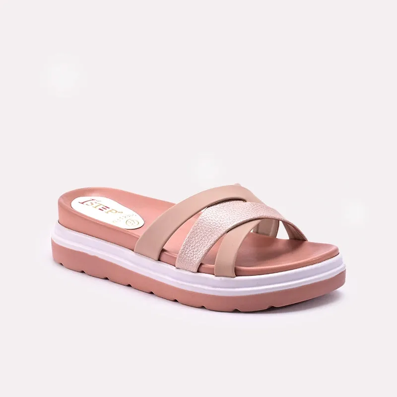 Zip Up Peach Womens Casual Platform Slippers 0413130