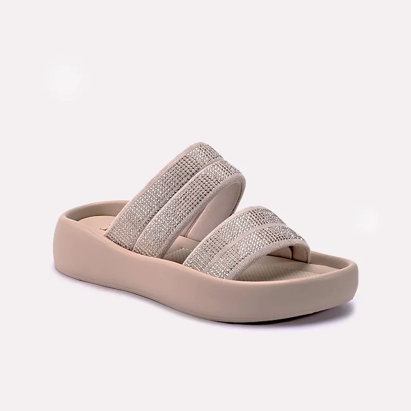 Padded collar Womens Fawn Platform Casual Slippers 0413364