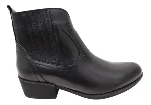Smooth Finish Orizonte Alotti Womens European Comfortable Leather Ankle Boots