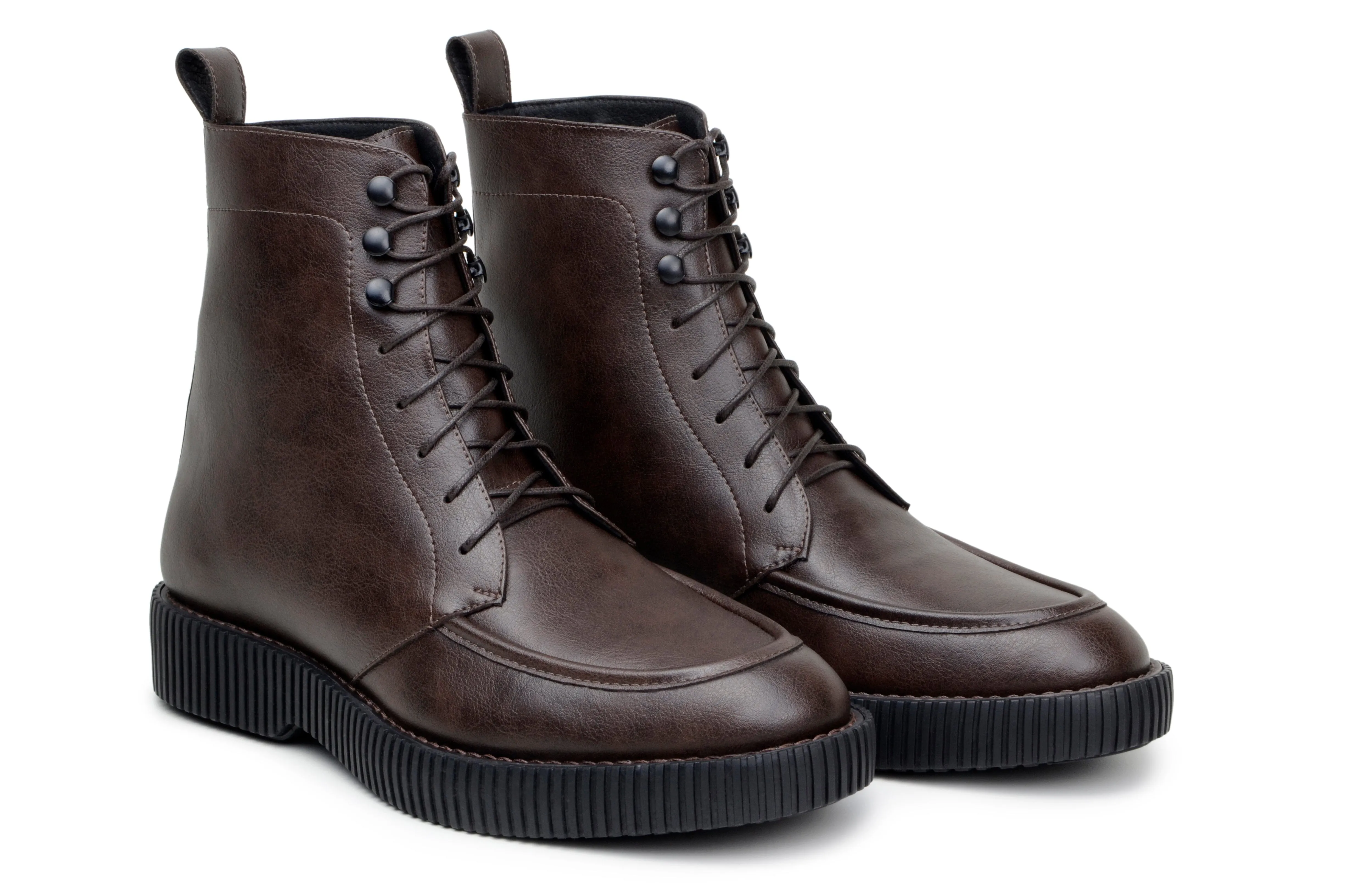 'Regis' men's creeper sole lace-up boot in vegan leather by Zette Shoes - espresso Easy Wear