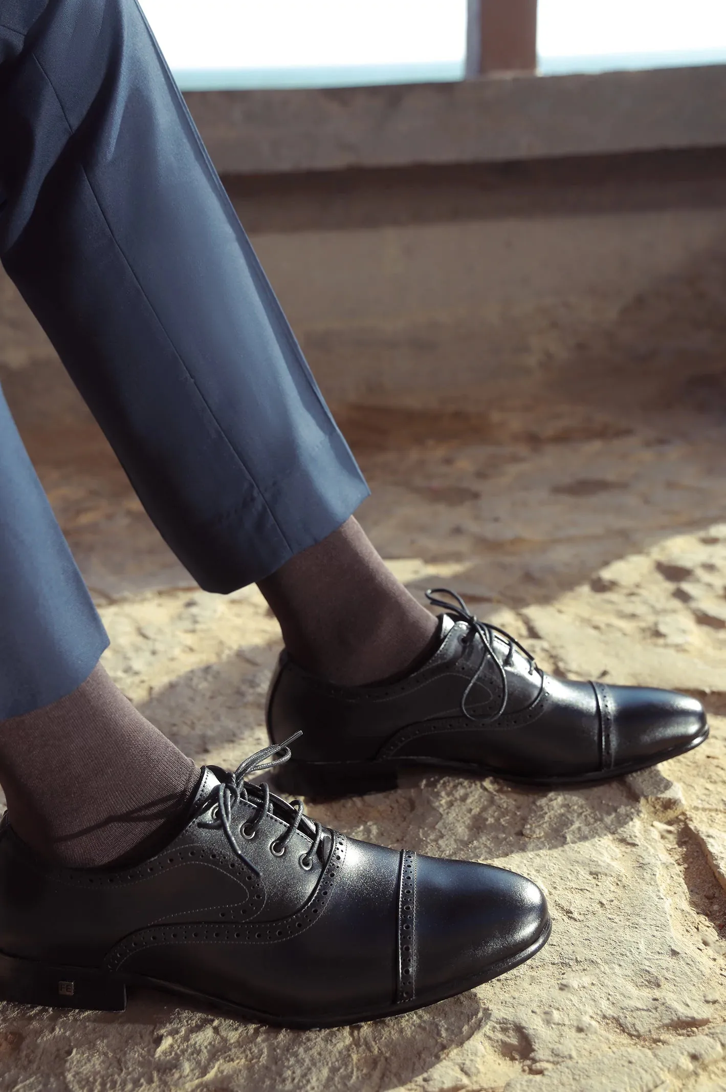 Black Men Formal Derby Lace Shoes Light Hold