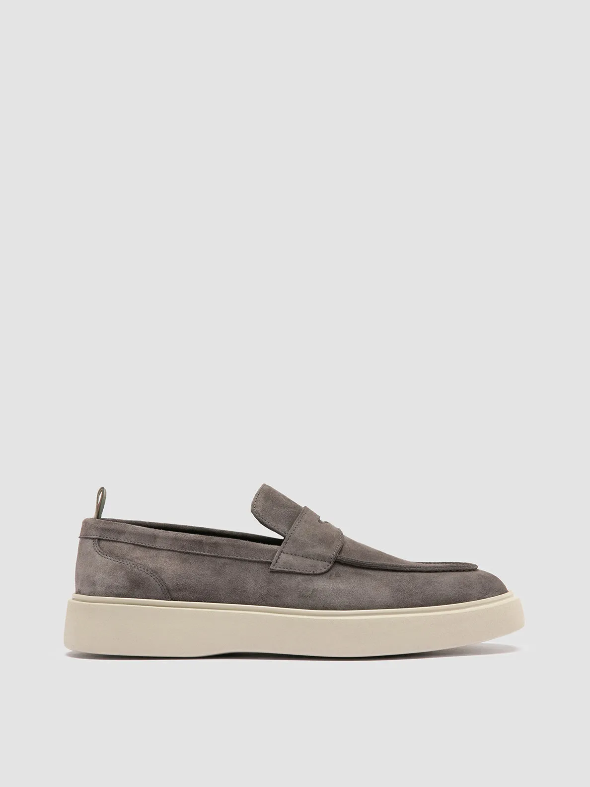 Adventure Gear Stitch Free FRAME 001 - Grey Suede Penny Loafers