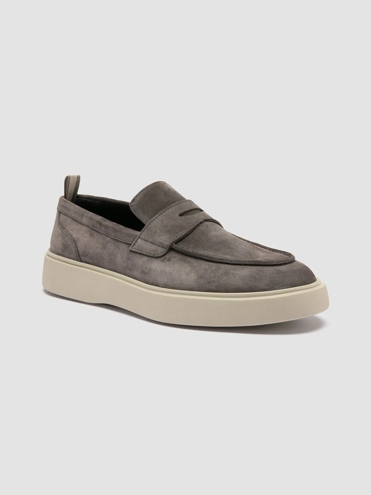 FRAME 001 - Grey Suede Penny Loafers Flexible Build