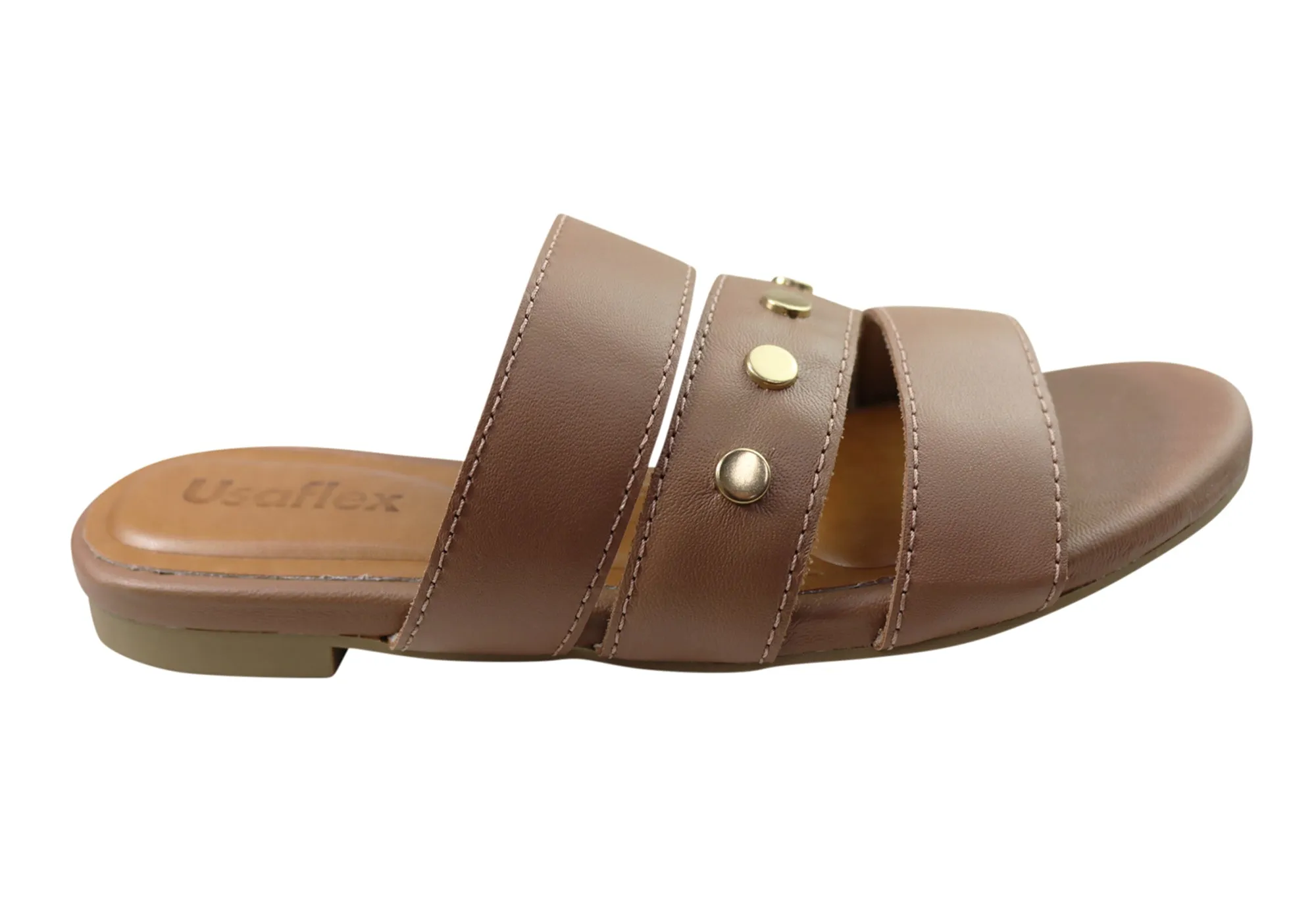 Comfy Outdoor Shoes Usaflex Skyler Womens Comfort Leather Slides Sandals Made In Brazil