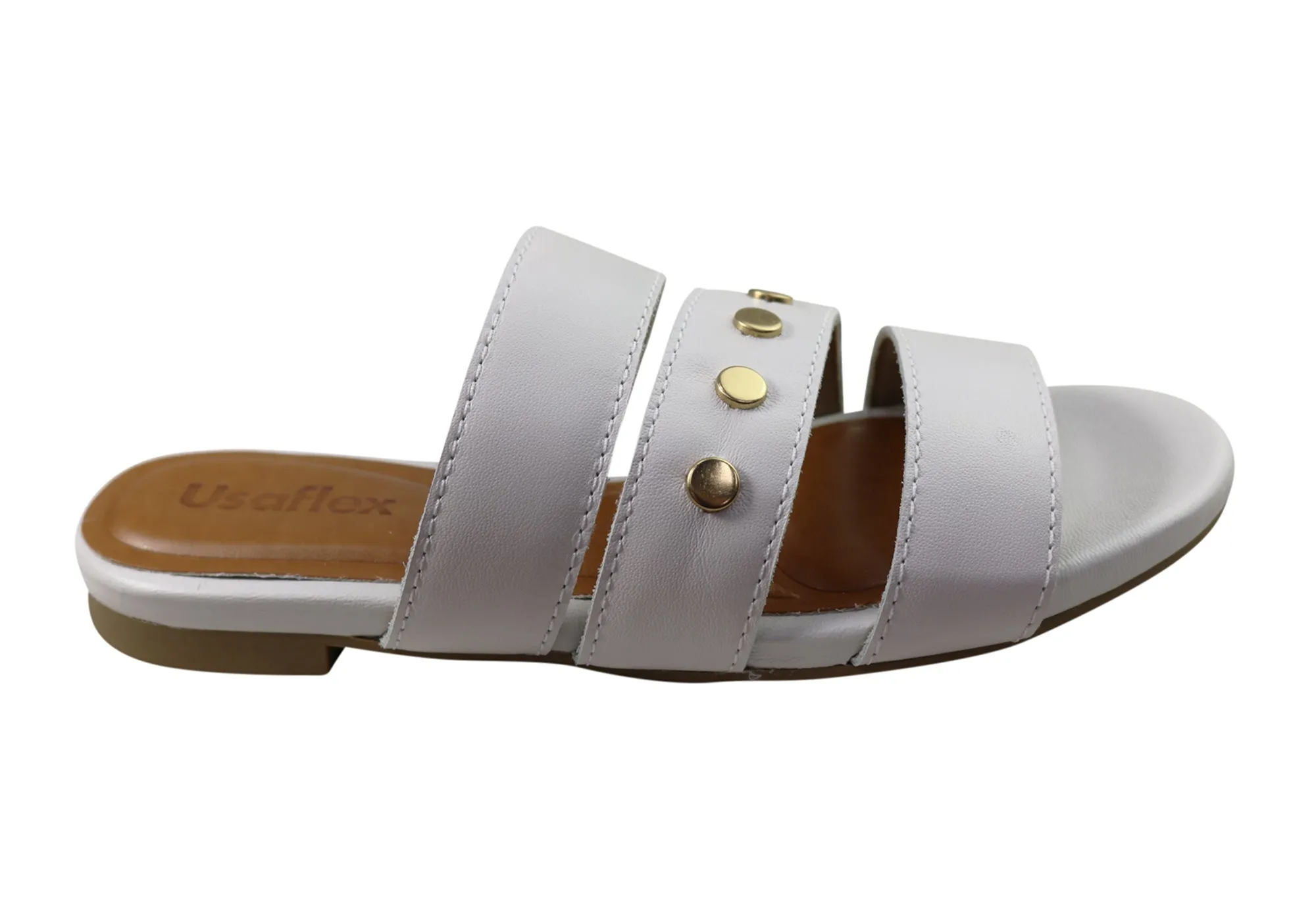 Versatile Usaflex Skyler Womens Comfort Leather Slides Sandals Made In Brazil