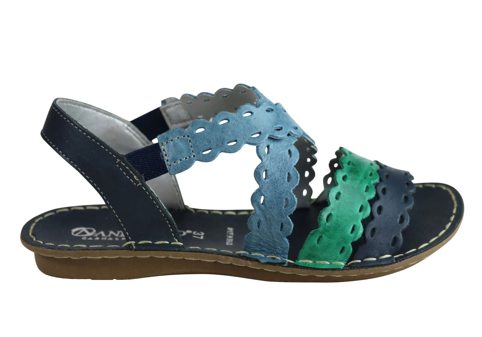 Cushioned Sole Andacco Cairns Womens Comfortable Flat Leather Sandals Made In Brazil