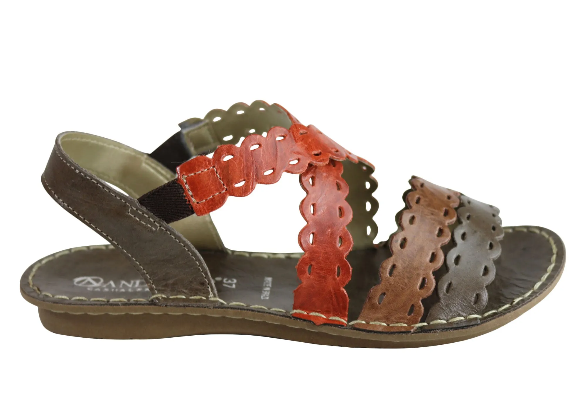 Andacco Cairns Womens Comfortable Flat Leather Sandals Made In Brazil Foot Hug
