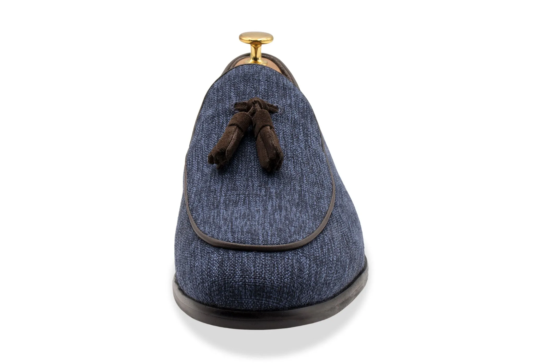 Rafael Denim Tassel Belgian Loafer Cold Tone