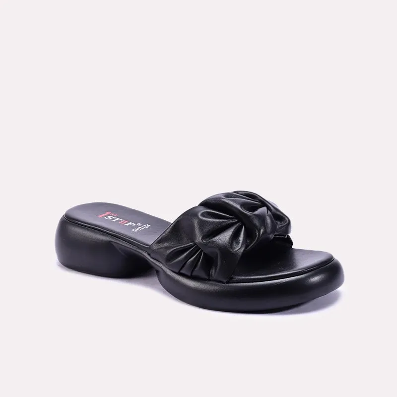 Black Comfy Chunky Casual Slippers 0413124 Street Glow Smooth ride