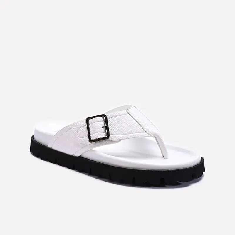 White Comfy Flip Flops For Men 0151089 AntiSlip