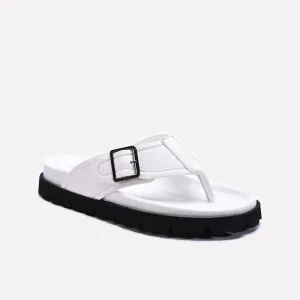 Great Comfort Easy Slip Shoes White Comfy Flip Flops For Men 0151089
