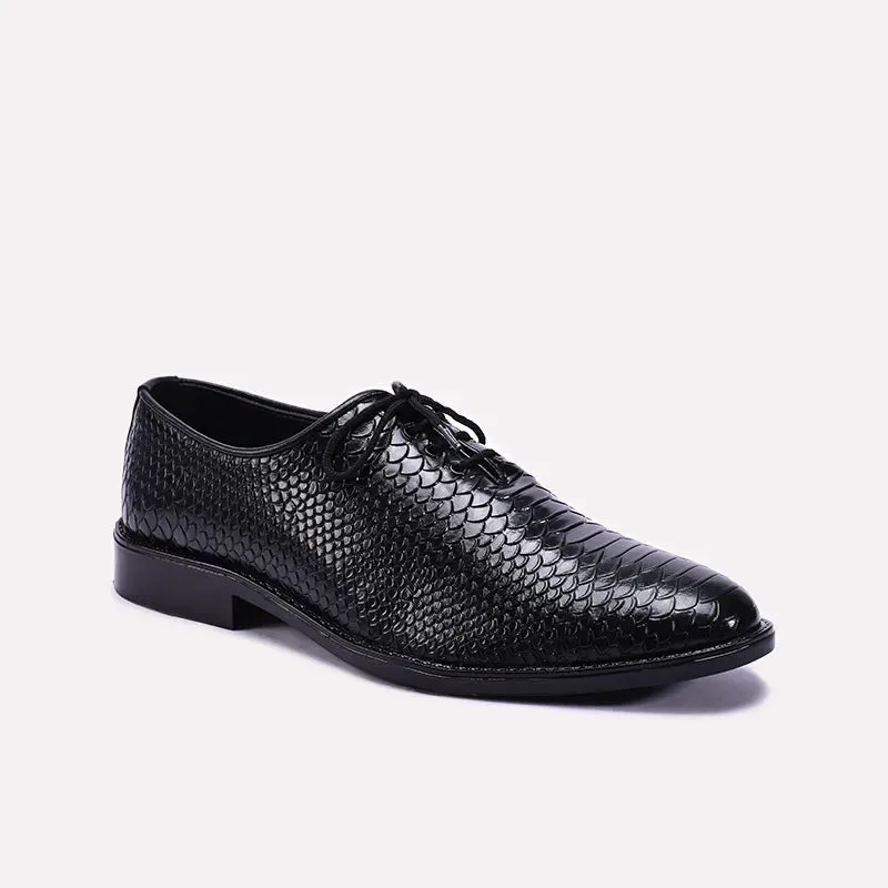 Business Ready Black Textured Oxfords 0111298