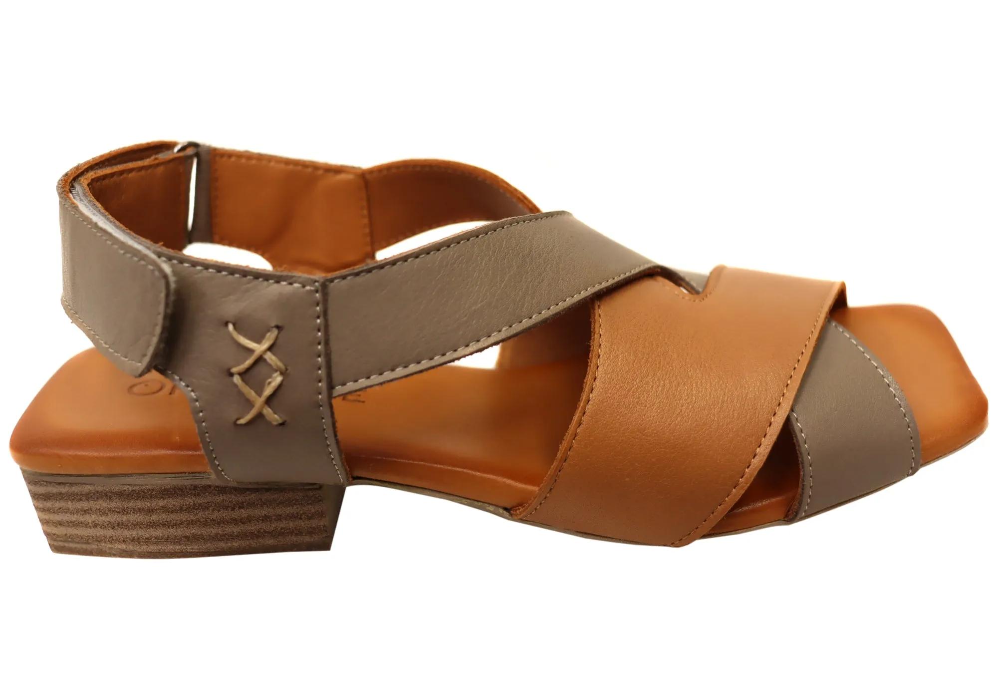 Orizonte Rossie Womens European Comfortable Low Heel Leather Sandals Comfortable Footwear Footwear for Vacation
