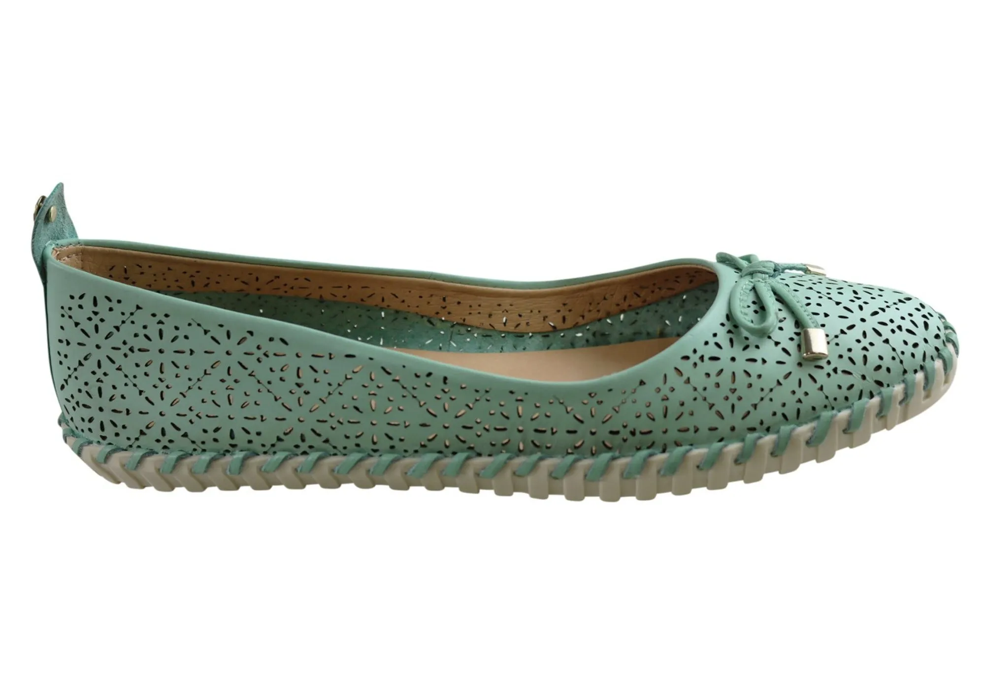 No Breakin Tide Path Bottero Hampshire Womens Comfort Leather Ballet Flats Made In Brazil