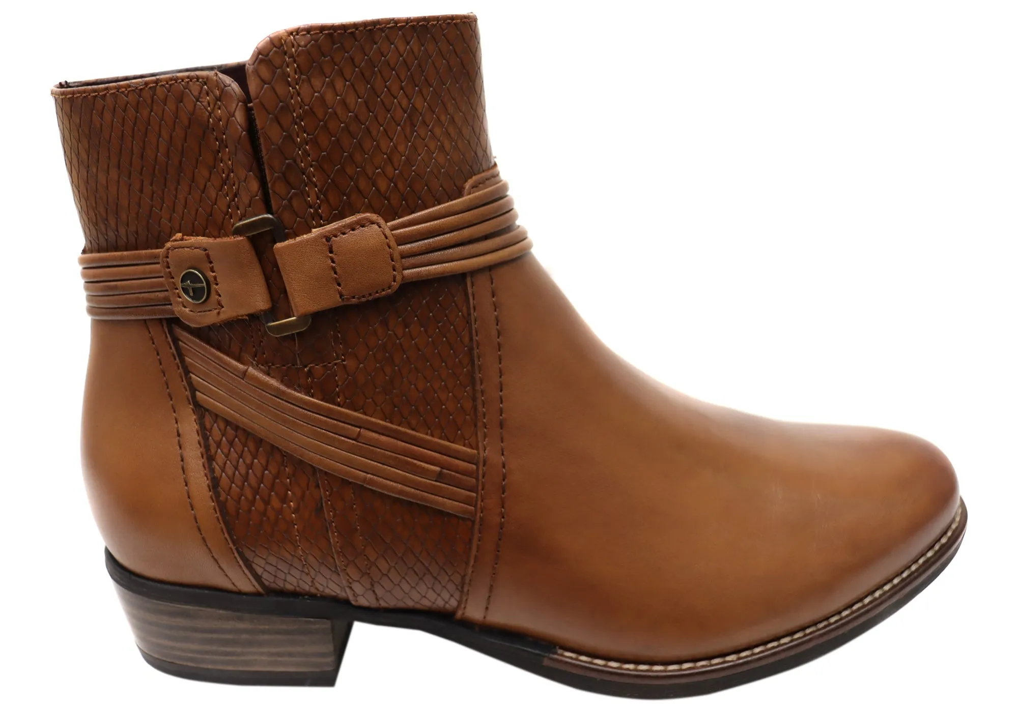 Casual Look Tamaris Ally Womens Comfortable Leather Low Heel Ankle Boots