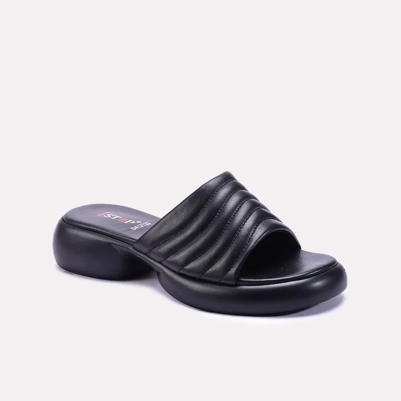 Black Chunky Casual Slippers 0413125 BreathableMesh