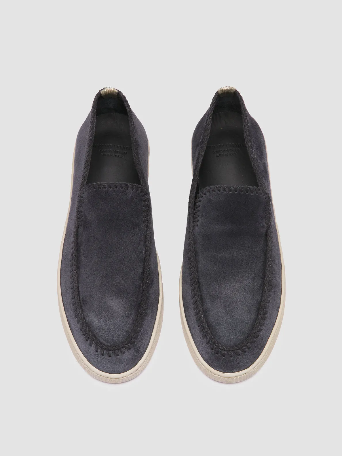 HERBIE 011 - Navy Suede Penny Loafers Mid Top