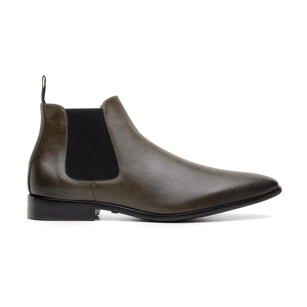 'Sterling' men's vegan Chelsea by Zette Shoes - olive Storm Proof