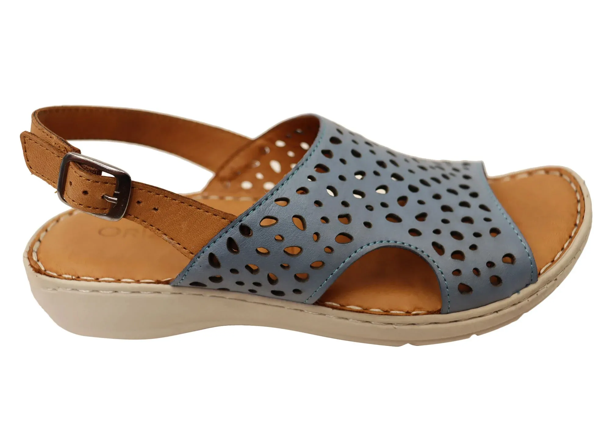 Orizonte Costena Womens European Comfortable Leather Sandals Long Hour Ground Hug
