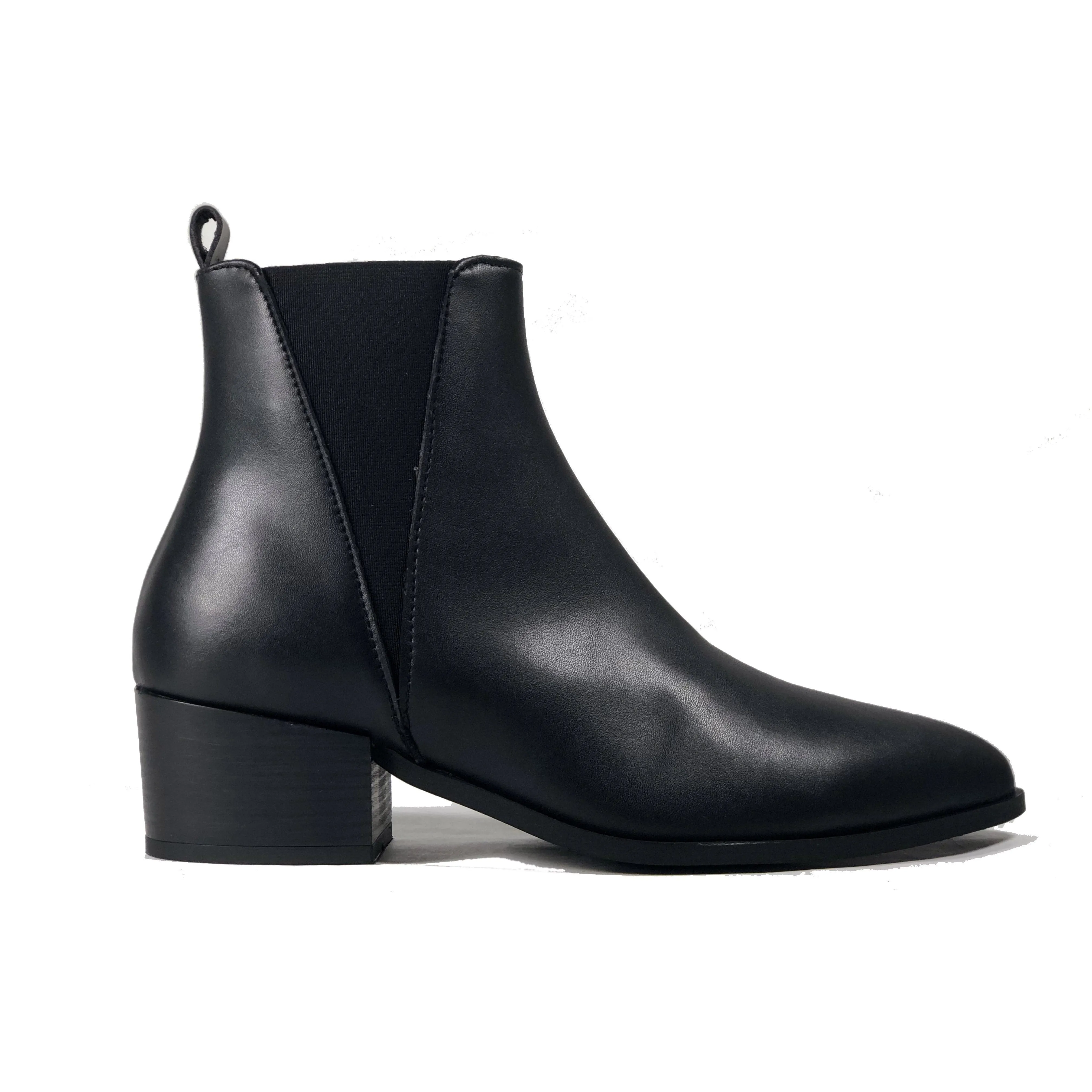 'Nerrie' vegan-leather Chelsea bootie by Zette Shoes - black Trendsetting Style