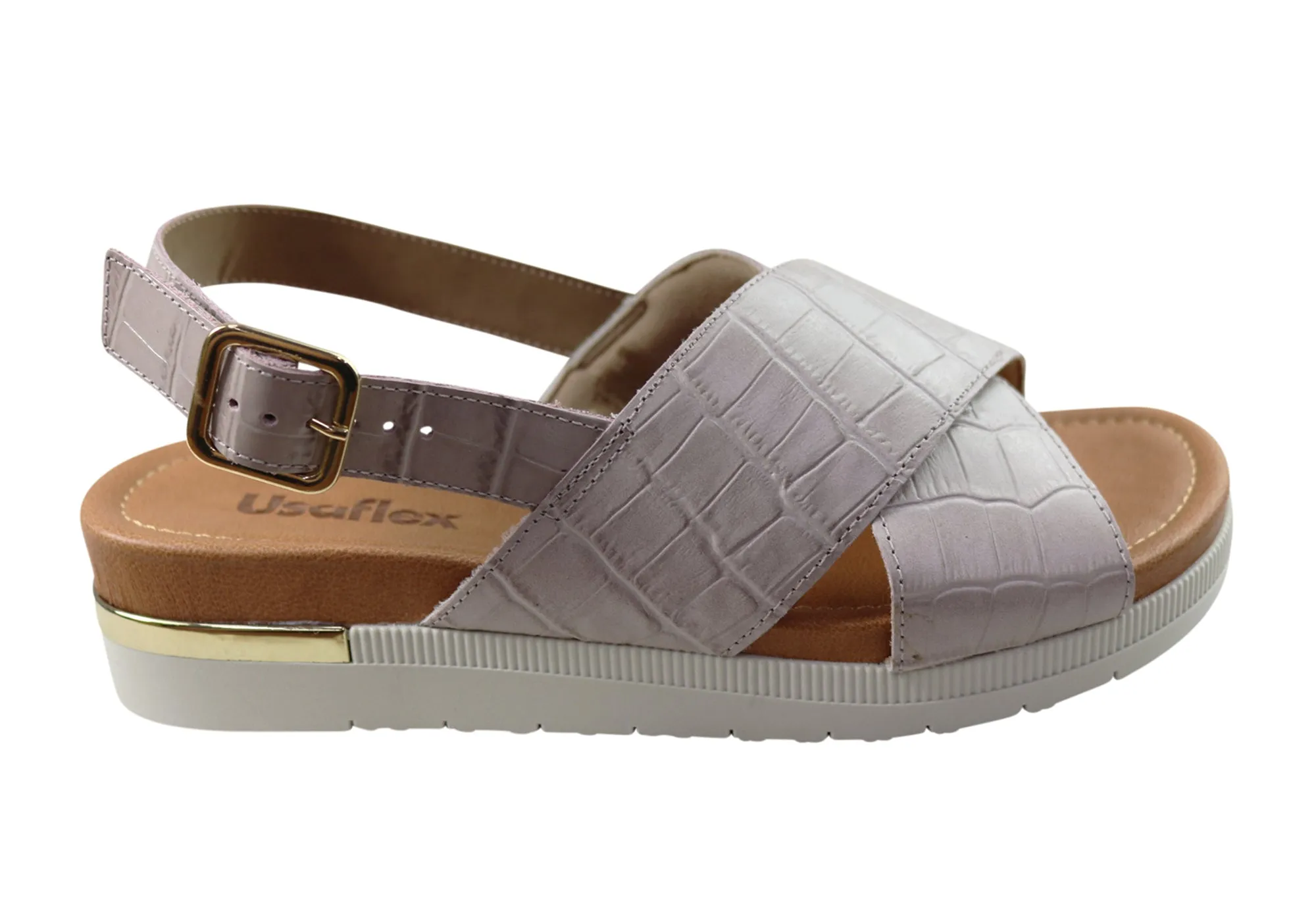 Step Fresh Cushioned Comfort Usaflex Breeza Womens Comfortable Leather Sandals Made In Brazil