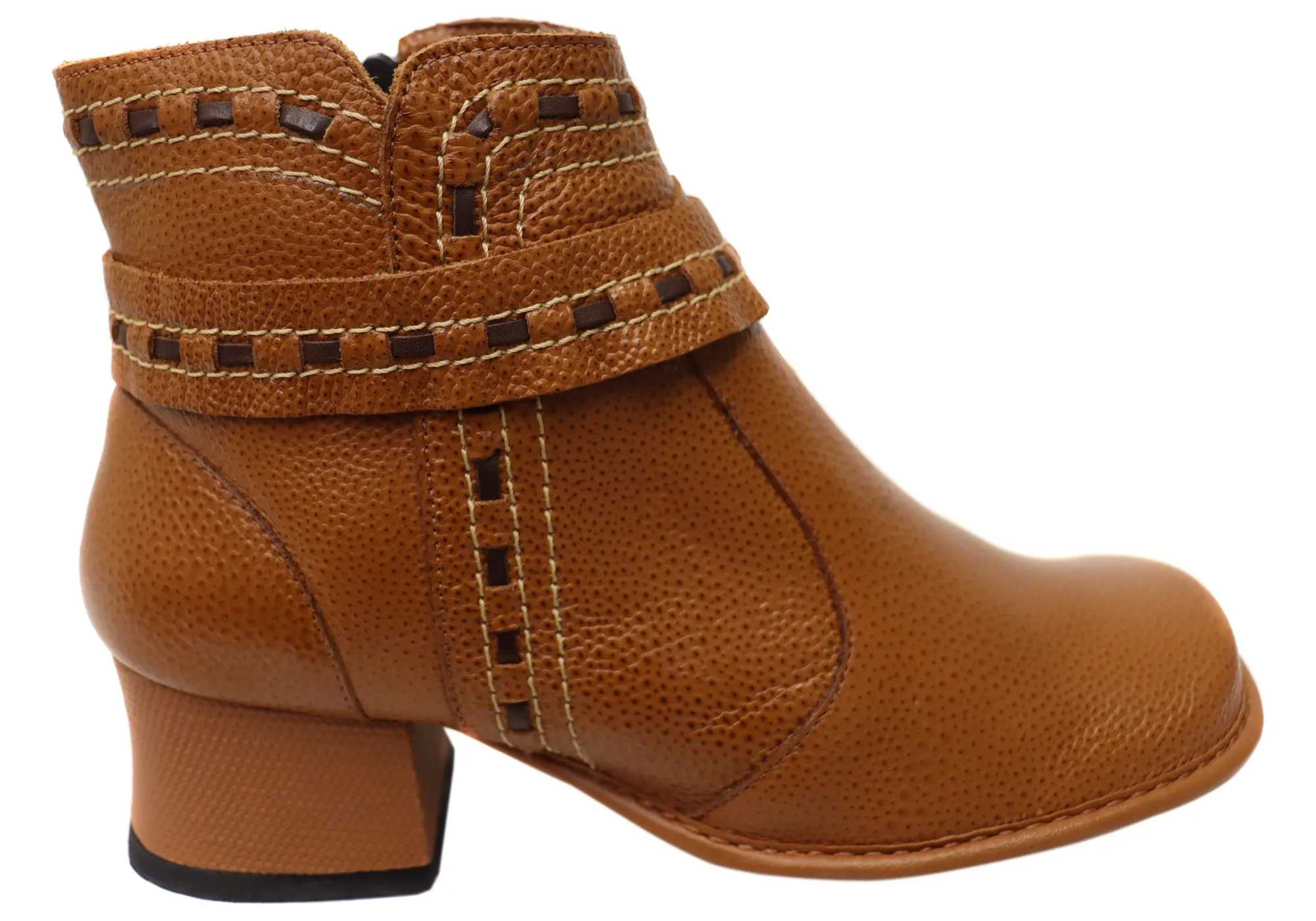 Low Profile J Gean Bettie Womens Comfortable Leather Ankle Boots Made In Brazil