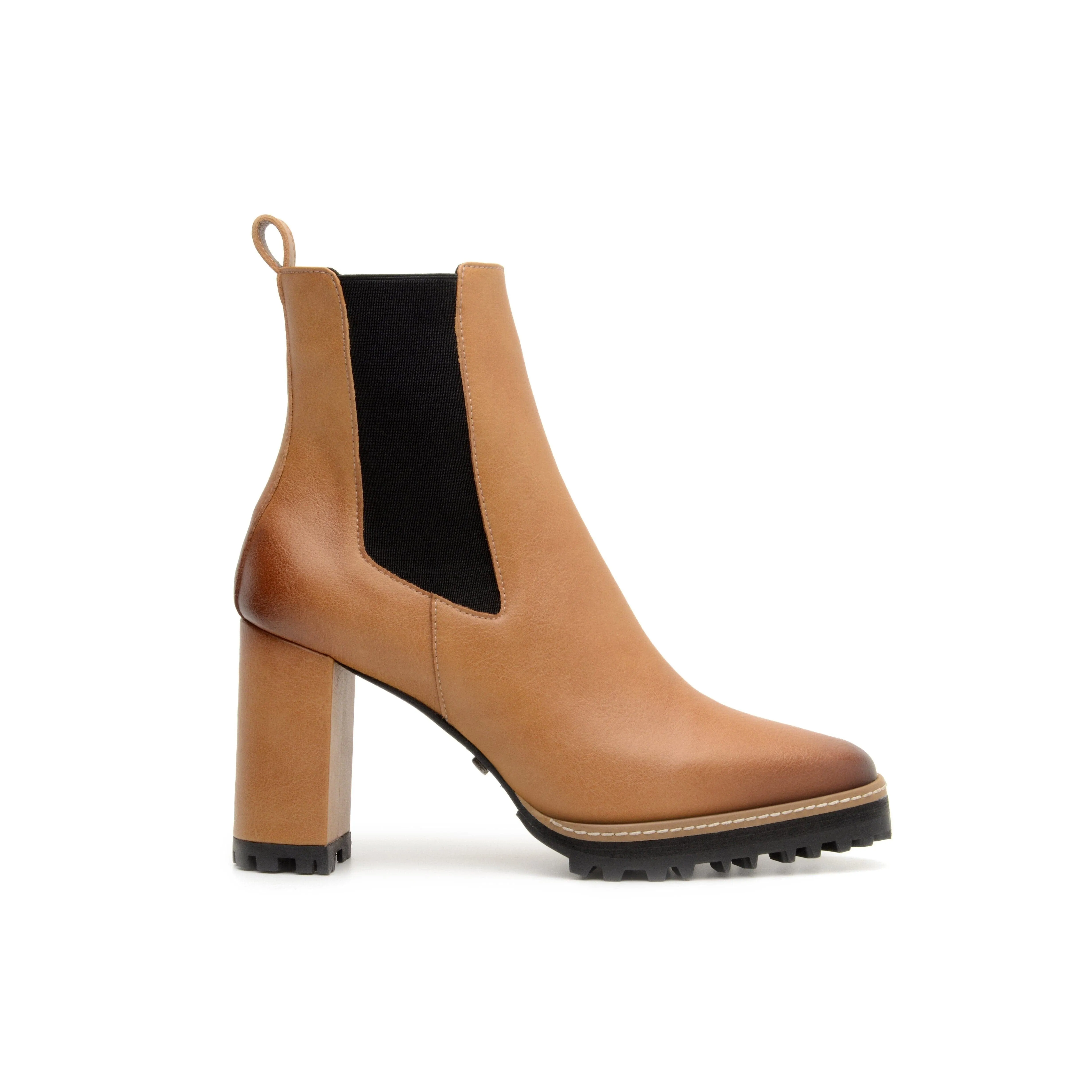 Rough Ready 'Blake' vegan leather chelsea with high heel by Zette Shoes - tan