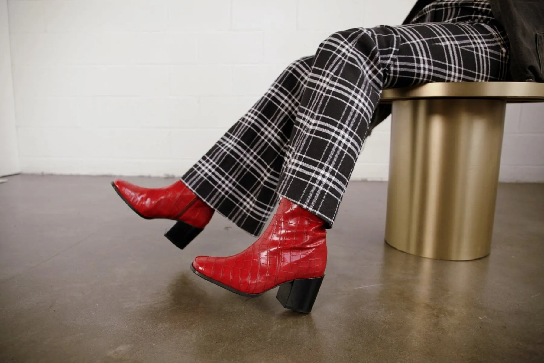 'Menos' vegan mid-calf boot by Zette Shoes - red croc Outdoor Essential Rugged Built Daily Walks