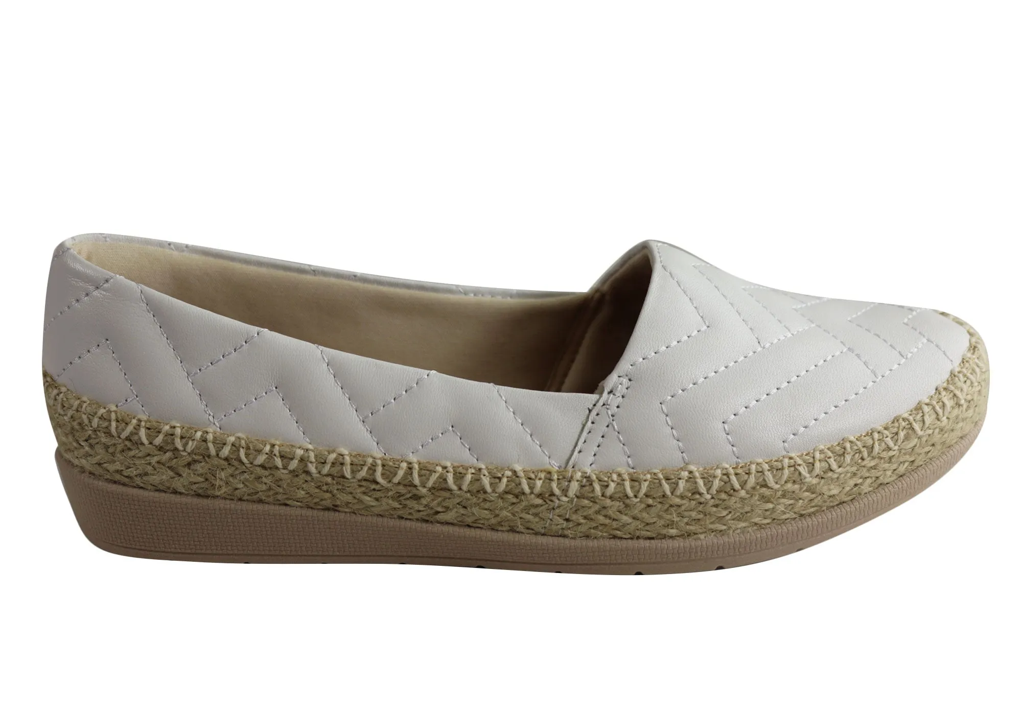 Usaflex April Womens Comfort Leather Espadrille Shoes Made In Brazil Work Ready
