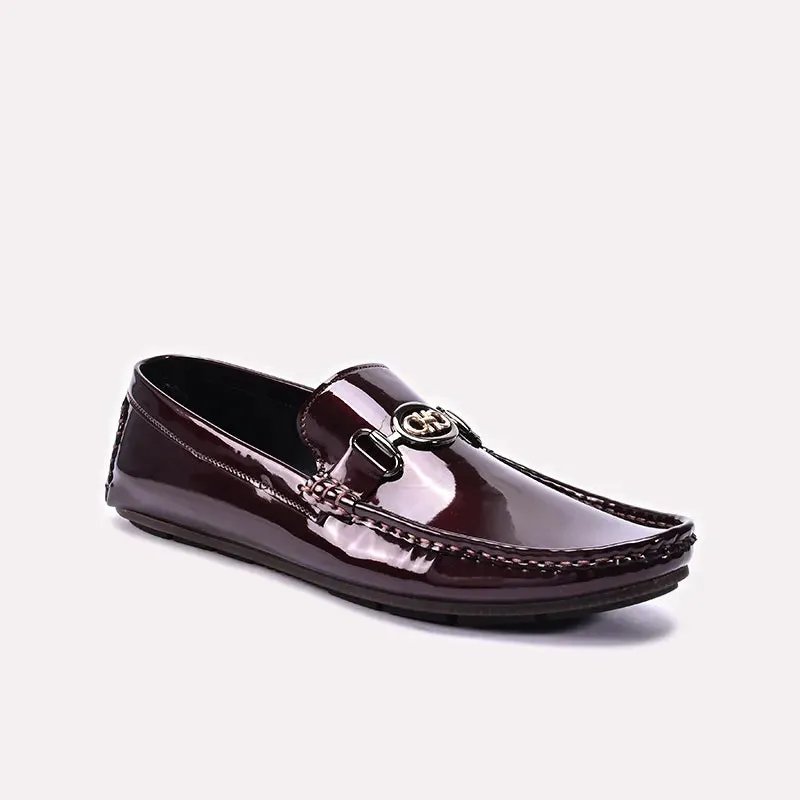 Maroon Glossy Loafers 0130909 Flexible Sole