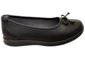 Homyped Erin Ballet Womens Leather Comfortable Extra Wide Fit Shoes flex design Daily Move