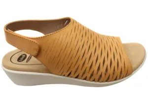 Scholl Orthaheel Tulsa Womens Comfortable Leather Wedge Sandals Classic Pair Casual Open Toe Shoes