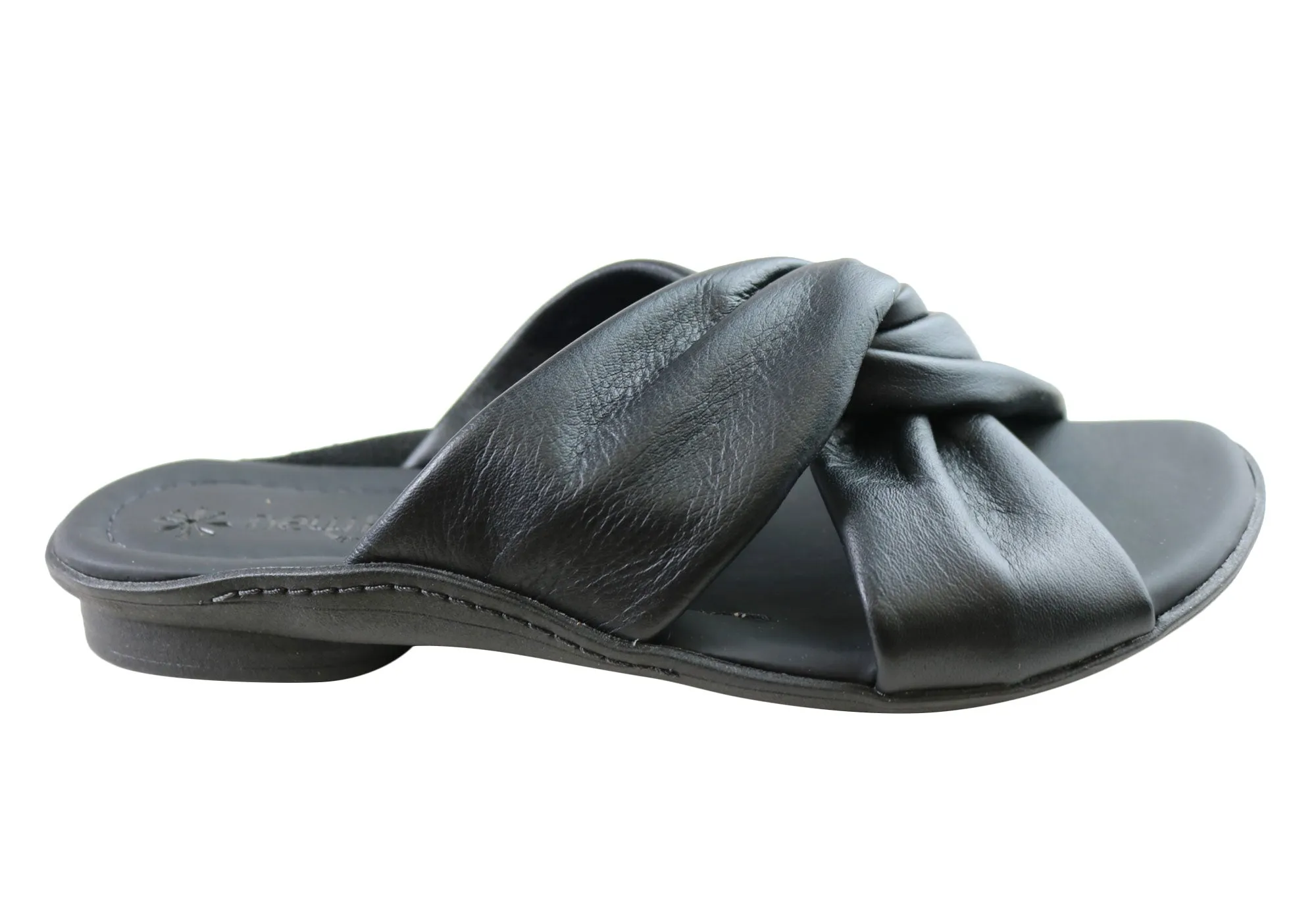 Light Touch New Face Angie Womens Comfort Leather Slides Sandals Made In Brazil