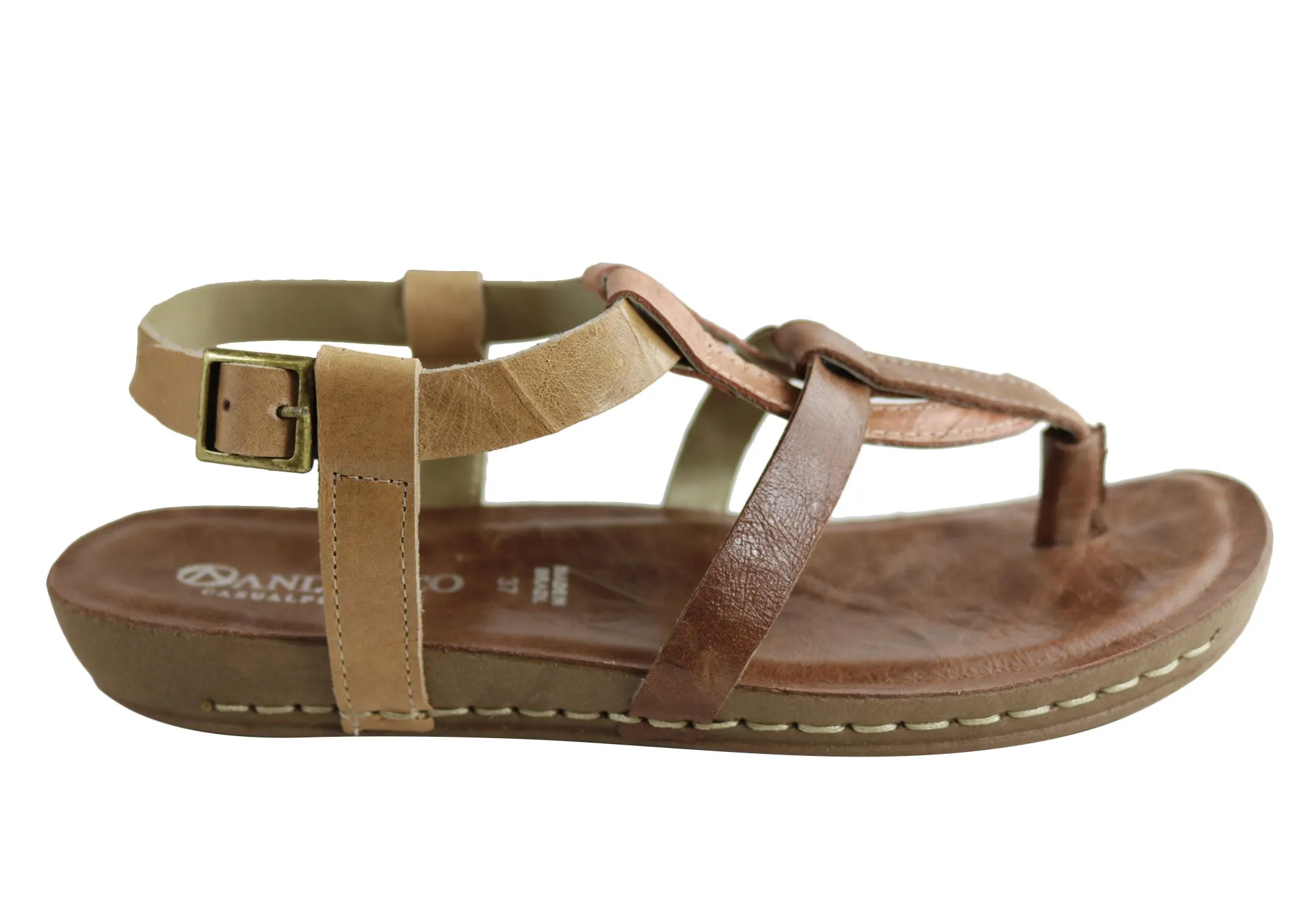 Footbed Padding Andacco Botany Womens Comfortable Leather Sandals Made In Brazil