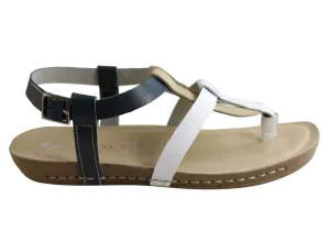 Andacco Botany Womens Comfortable Leather Sandals Made In Brazil Stretchable Material Shore Play