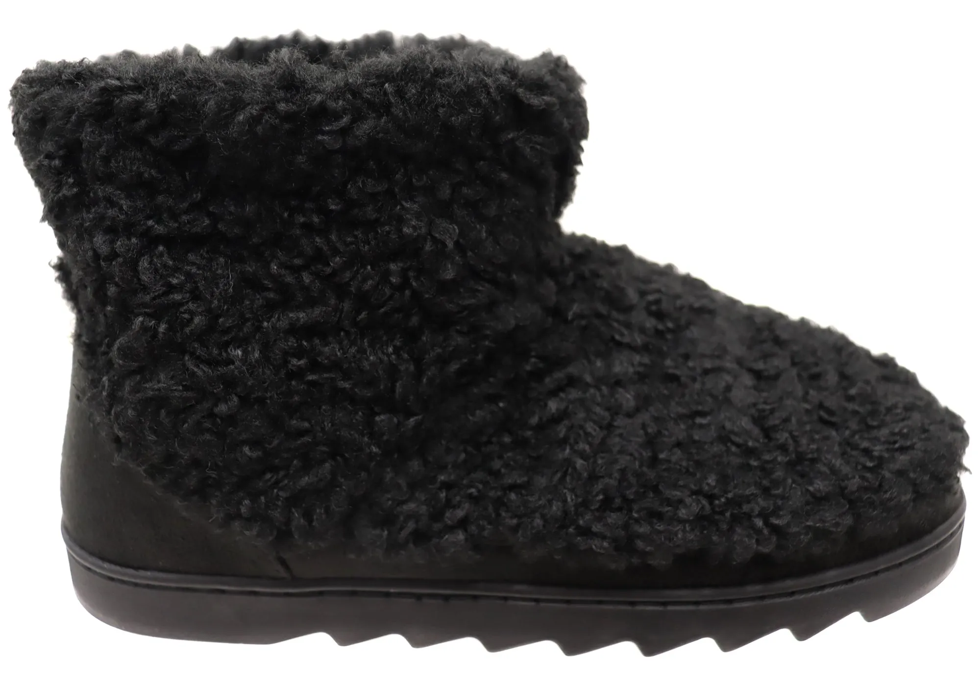 Dearfoams Womens Comfortable Whitney Teddy Bootie Slippers Wide Sole
