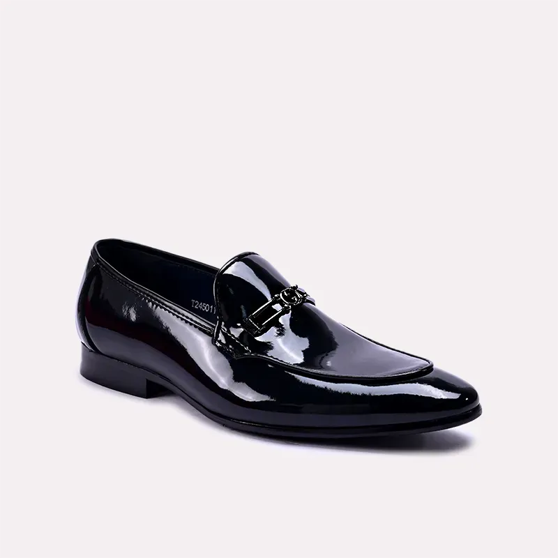 Barrett Black Glossy Slip On Dress Shoes 0111068 Simple Match Photo Ready